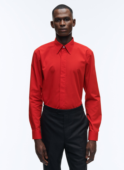 Men's shirt red cotton poplin Fursac - 22HH3AMOD-AH80/79