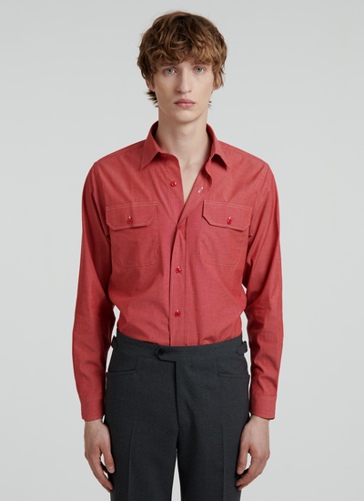 Men's shirt red cotton and elastane Fursac - H3VILI-VH07-79