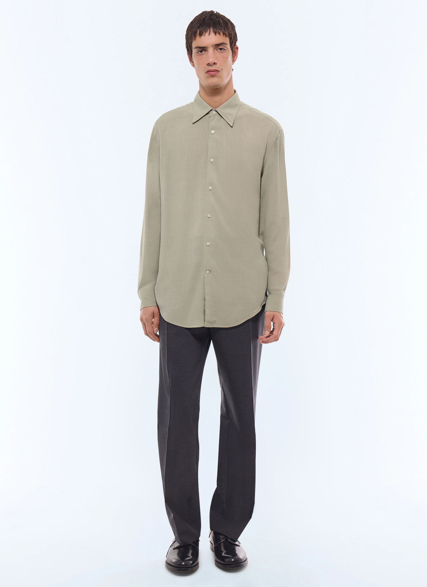 Men's sage green shirt Fursac - H3ADOV-EH36-H005