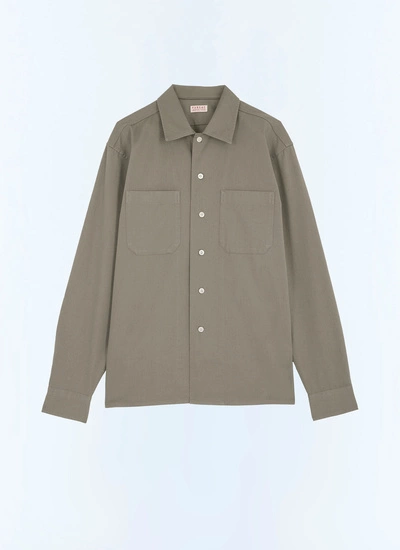 Men's shirt sage green cotton twill Fursac - H3GILI-GH02-H015