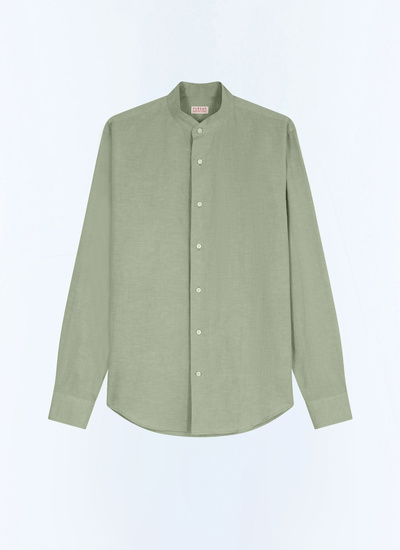 Men's green organic cotton and certified linen canvas shirt Fursac - H3TIKA-DH50-H005