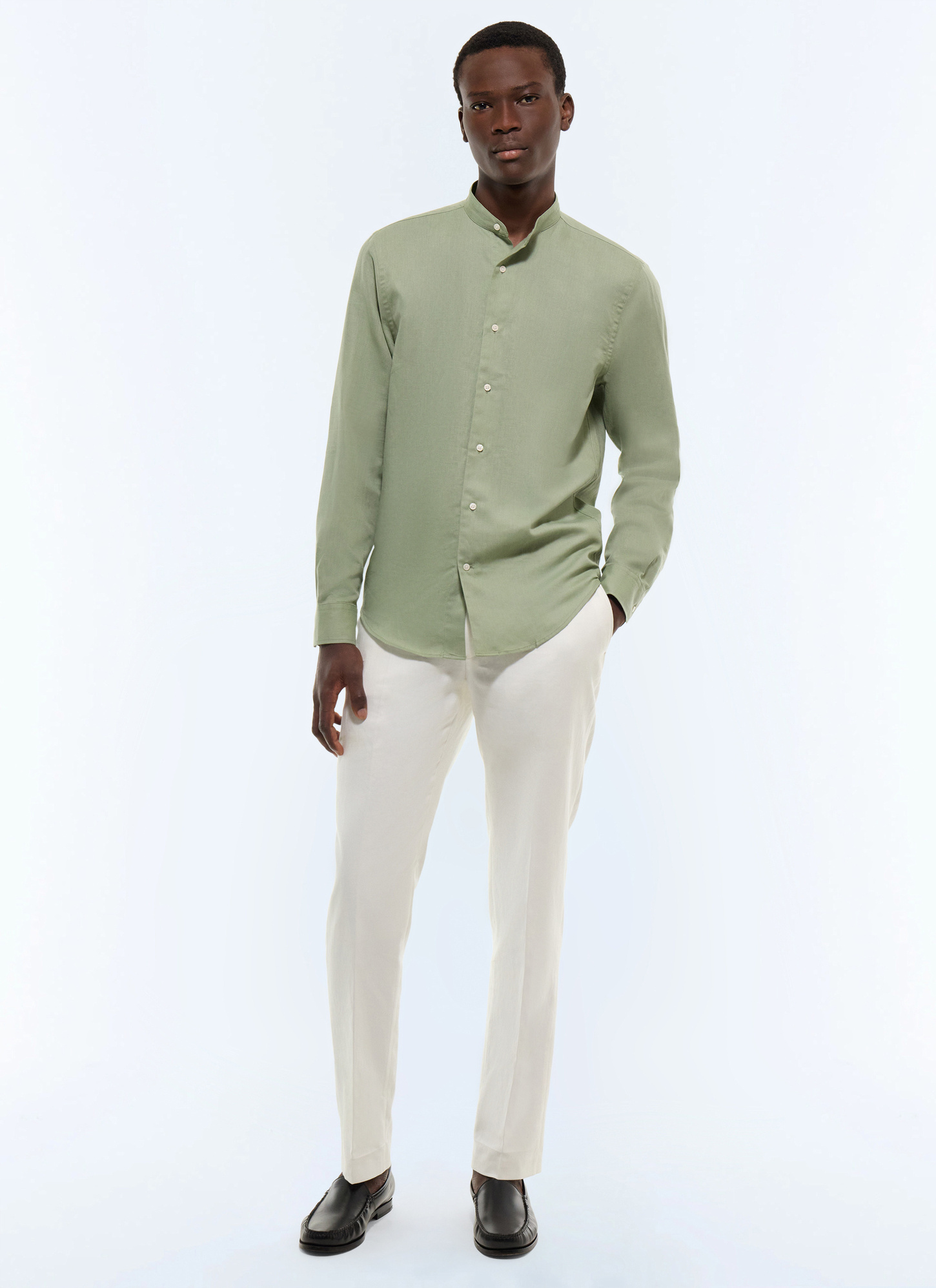 Men's sage green shirt Fursac - H3TIKA-DH50-H005