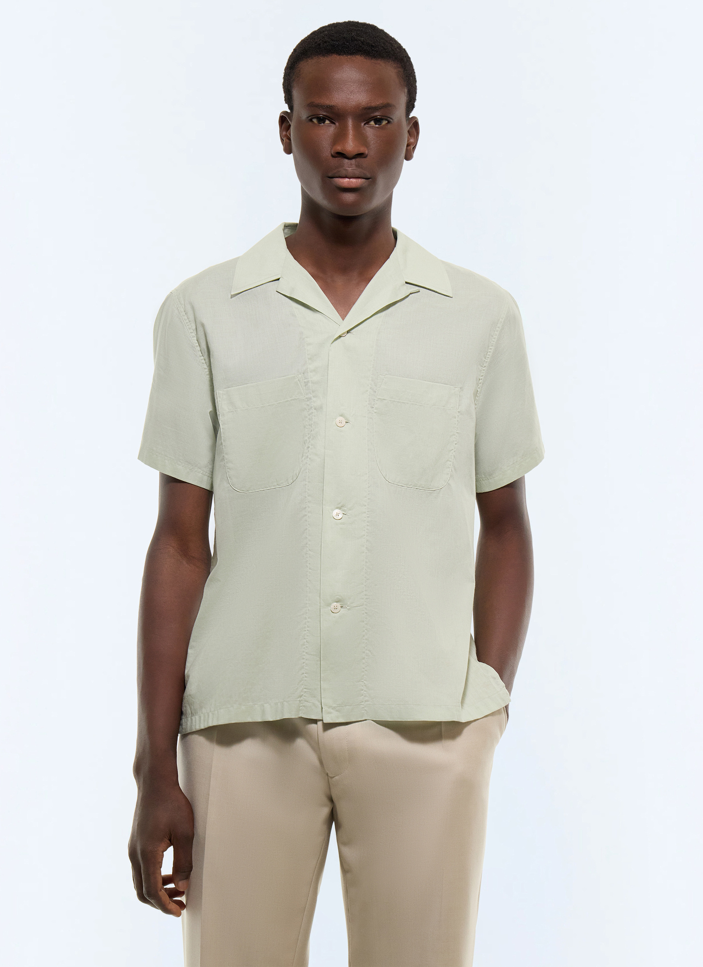 Men's shirt sea green cotton Fursac - H3JUNY-JH12-H003