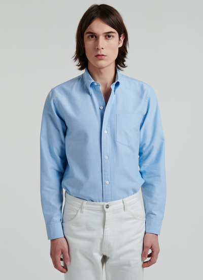 Men's shirt sky blue cotton Fursac - 22EH3TIBA-TH39/38