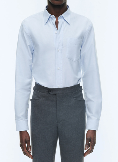 Men's shirt sky blue organic cotton oxford Fursac - H3VIBA-DH01-D039