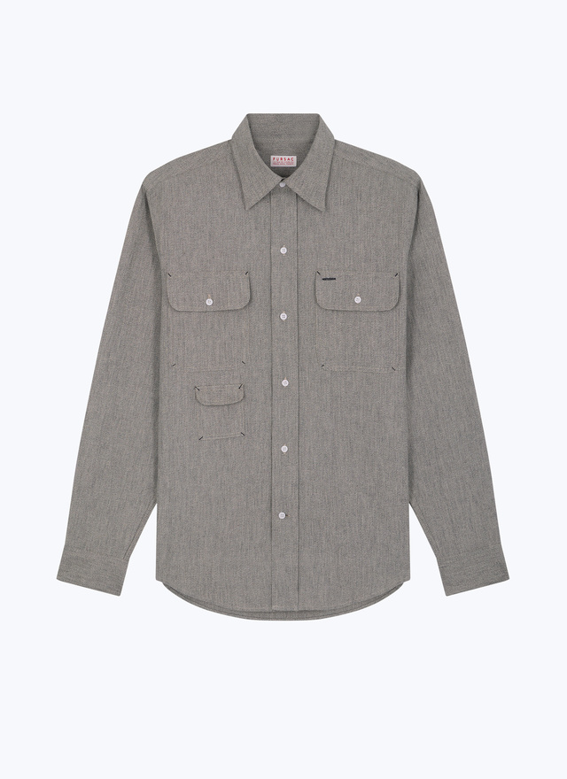 Men's taupe brown shirt Fursac - H3ECIL-EH04-G014