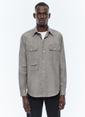 Multi-pocket flecked cotton shirt - H3ECIL-EH04-G014