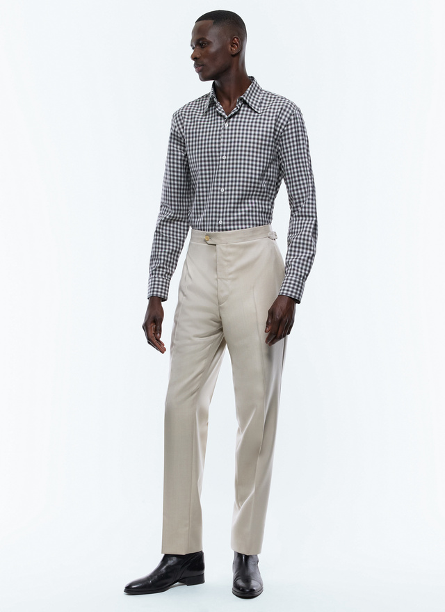 Men's white and black blurred checks shirt Fursac - H3ADAV-EH21-B001