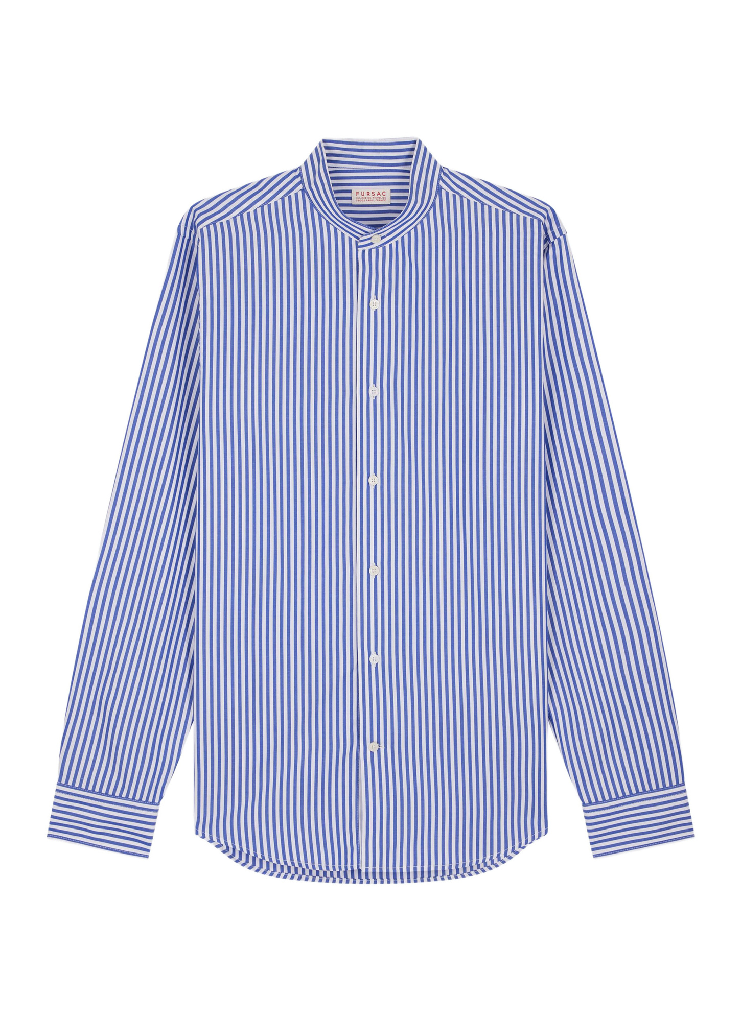 Men's blue, navy blue cotton poplin shirt Fursac - H3TIKA-FH29-D013