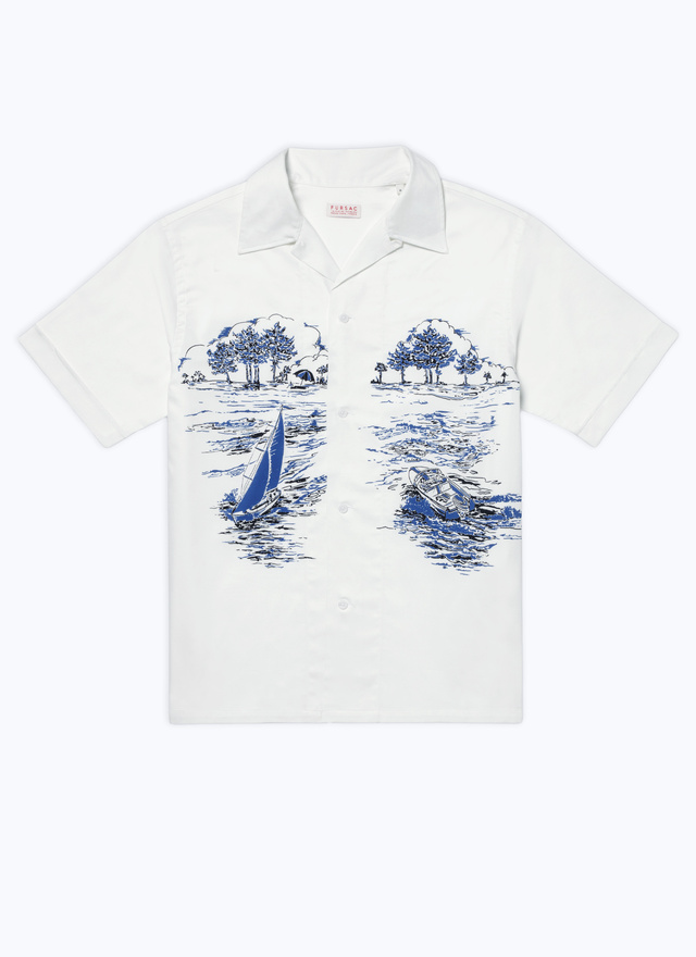Men's white, ecru cotton poplin shirt Fursac - H3DUNY-DH36-A001