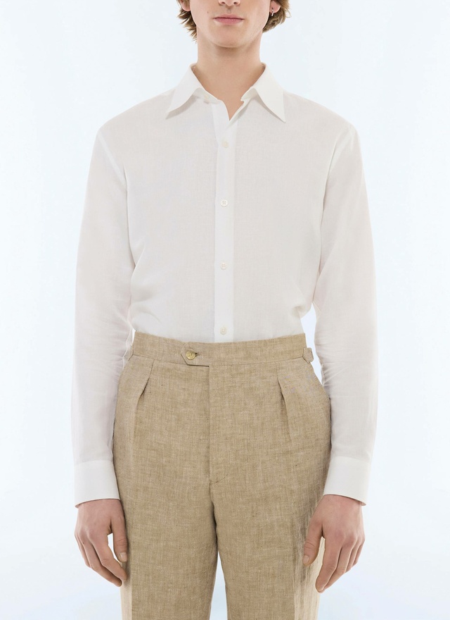 Men's shirt white linen and cotton canvas Fursac - H3EDAV-DH50-A001