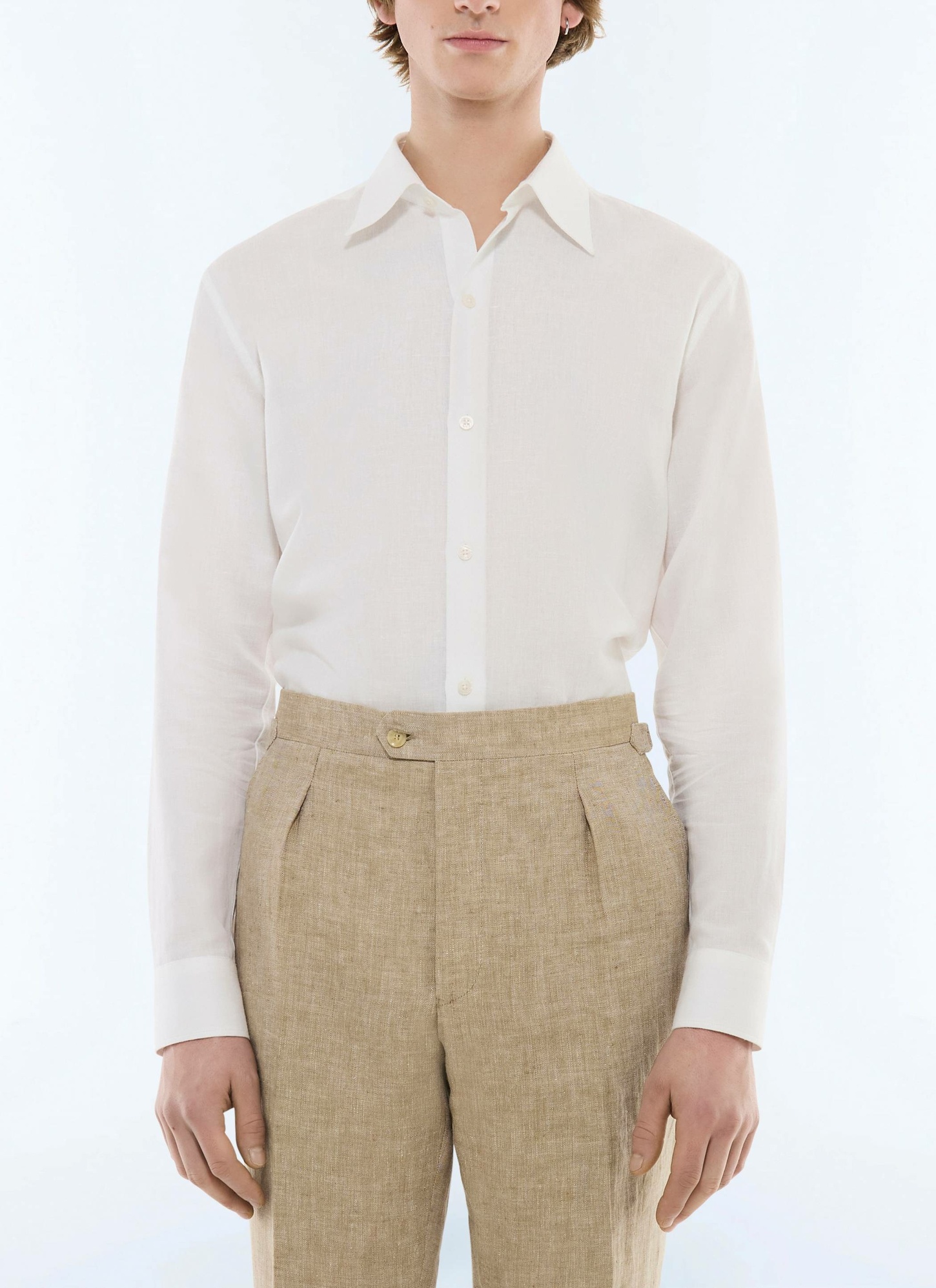 Men's shirt white linen and cotton canvas Fursac - H3EDAV-DH50-A001