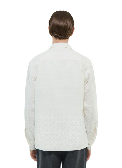 Fursac men's shirt - White embroidered cotton shark collar shirt H3FURE-FH09-A001