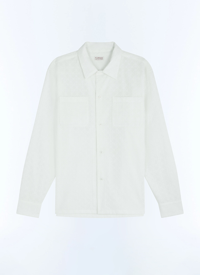 Men's white, ecru cotton shirt Fursac - H3FURE-FH09-A001