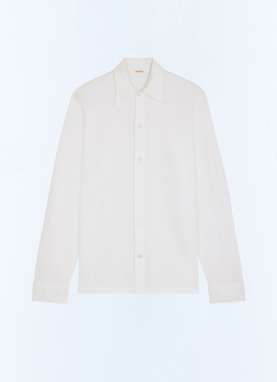 Men's white, ecru organic cotton piqué jersey shirt Fursac - H3JLUM-FJ22-A001