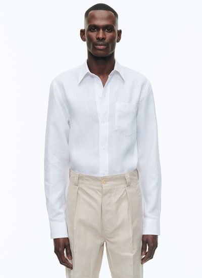 Men's shirt white linen Fursac - H3VIBA-DH50-A001