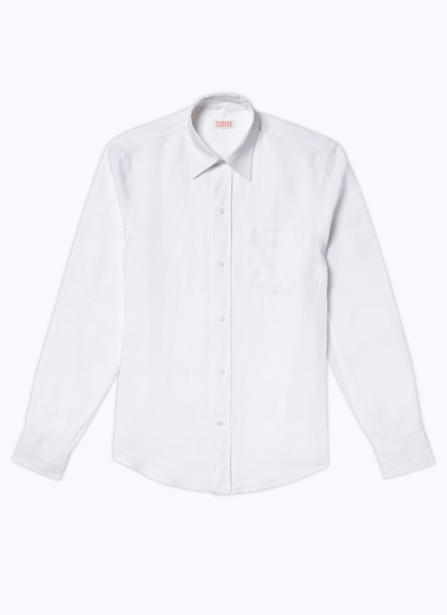 Men's white, ecru linen shirt Fursac - H3VIBA-DH50-A001