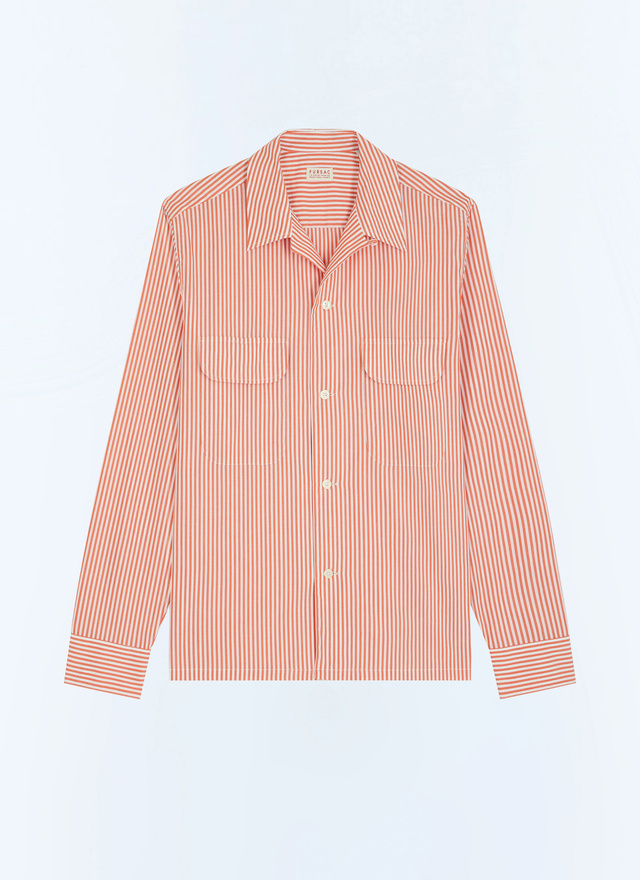 Men's orange cotton poplin shirt Fursac - H3JURY-JH06-E014