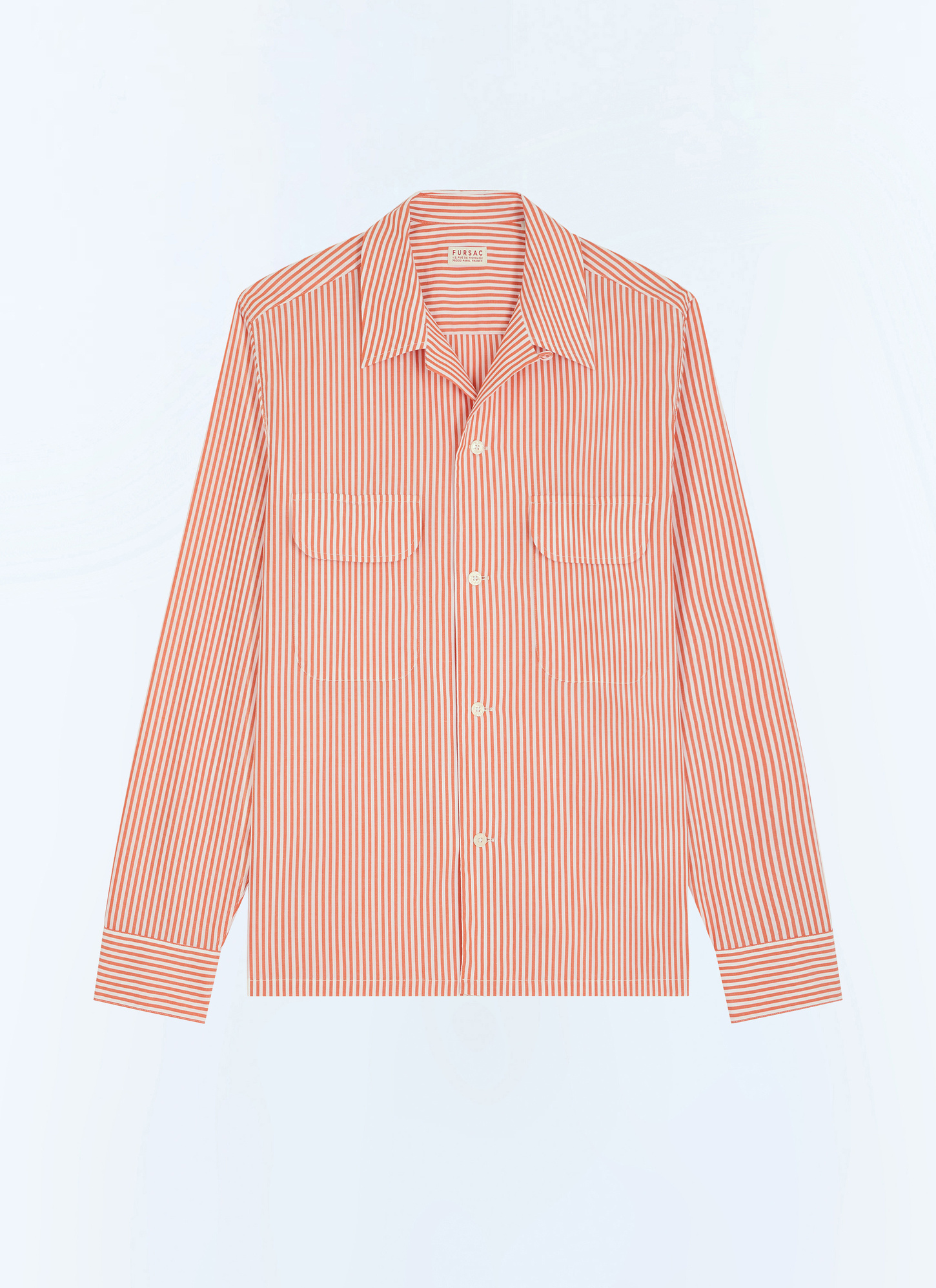 Men's orange cotton poplin shirt Fursac - H3JURY-JH06-E014