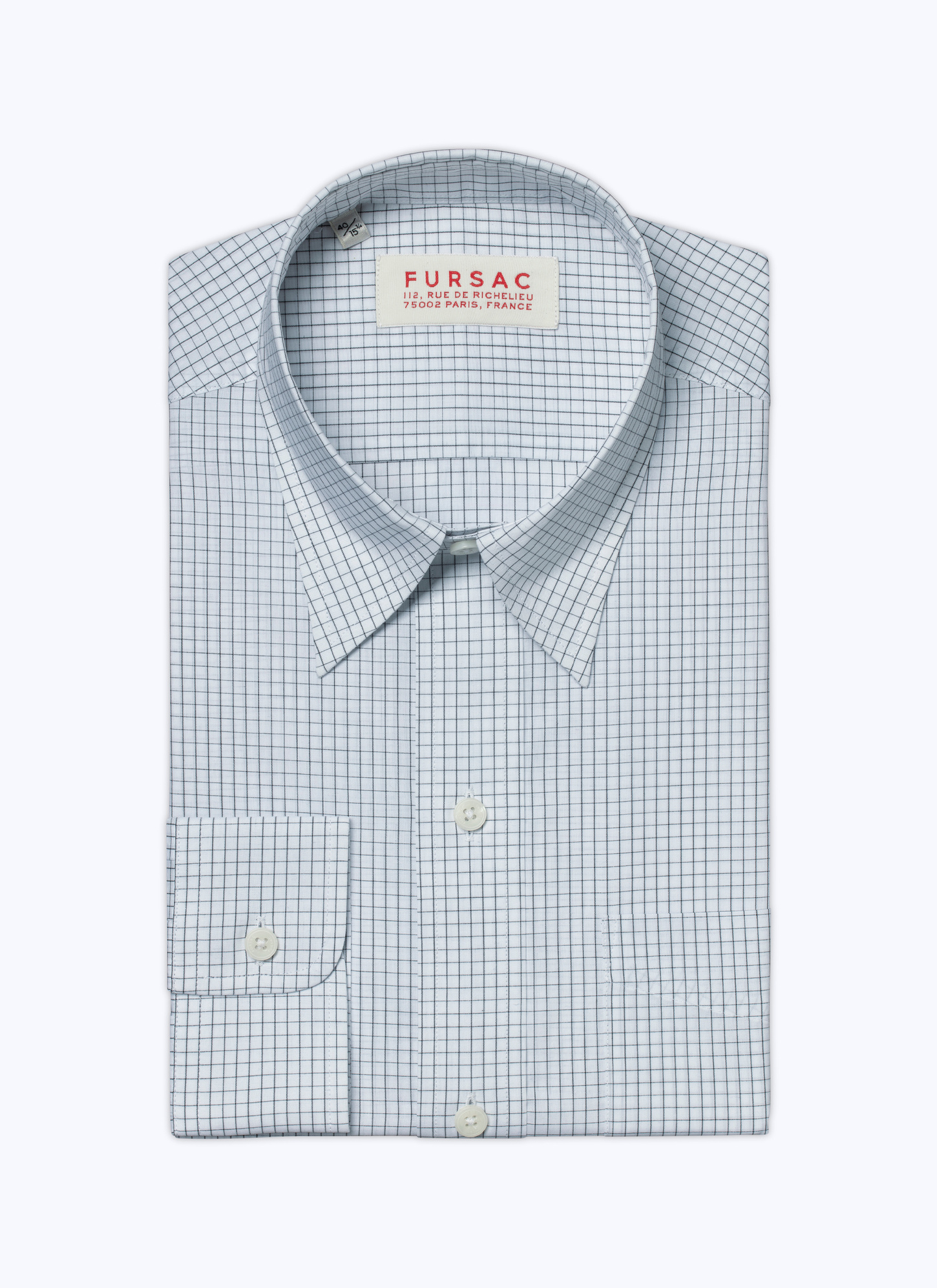 Men's white, ecru cotton poplin shirt Fursac - H3VIBA-AH48-02