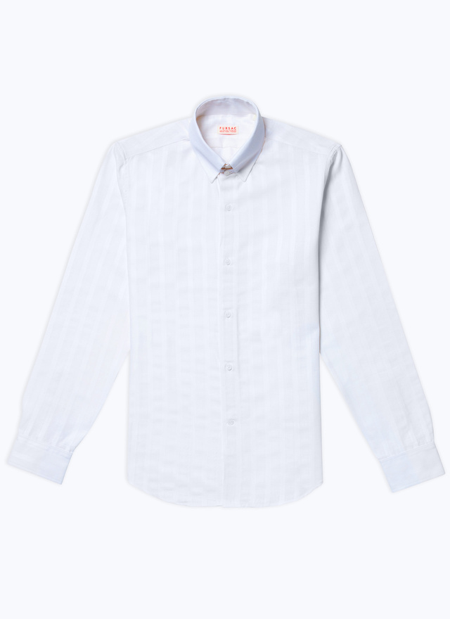 Men's white - tone-on-tone stripes shirt Fursac - H3DTAP-DH21-A001