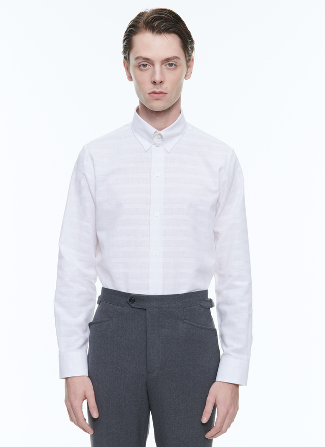 Men's shirt white linen and cotton Fursac - H3DTAP-DH21-A001