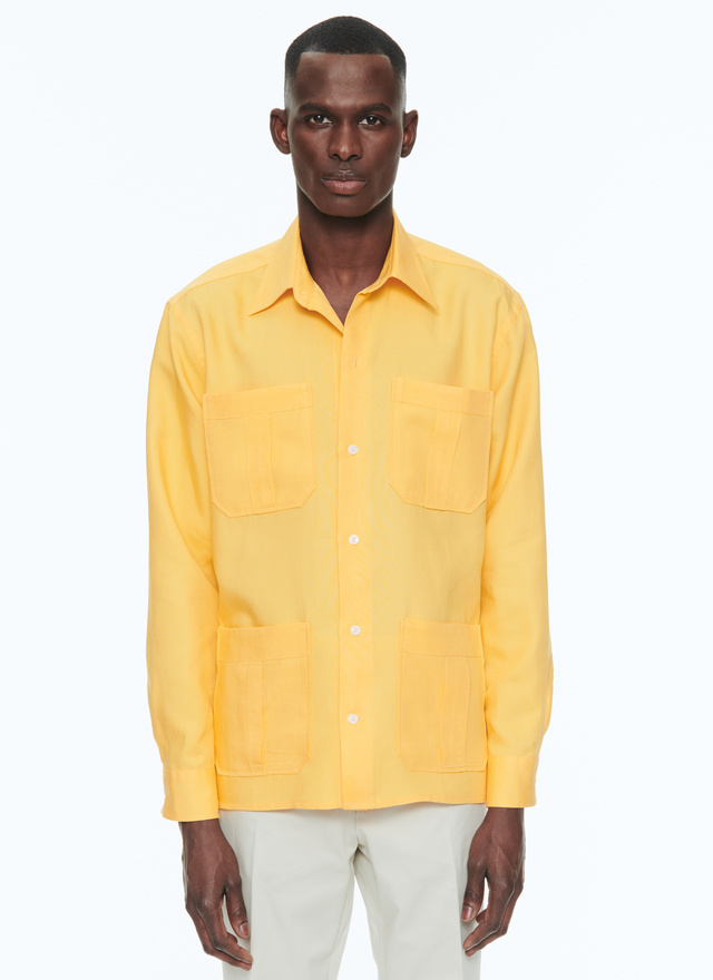 Men's shirt yellow linen Fursac - 23EH3BRIP-BH17/50