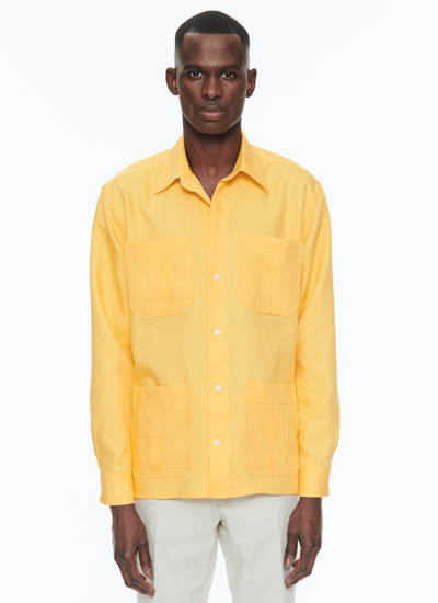 Men's shirt yellow linen Fursac - H3BRIP-BH17-50