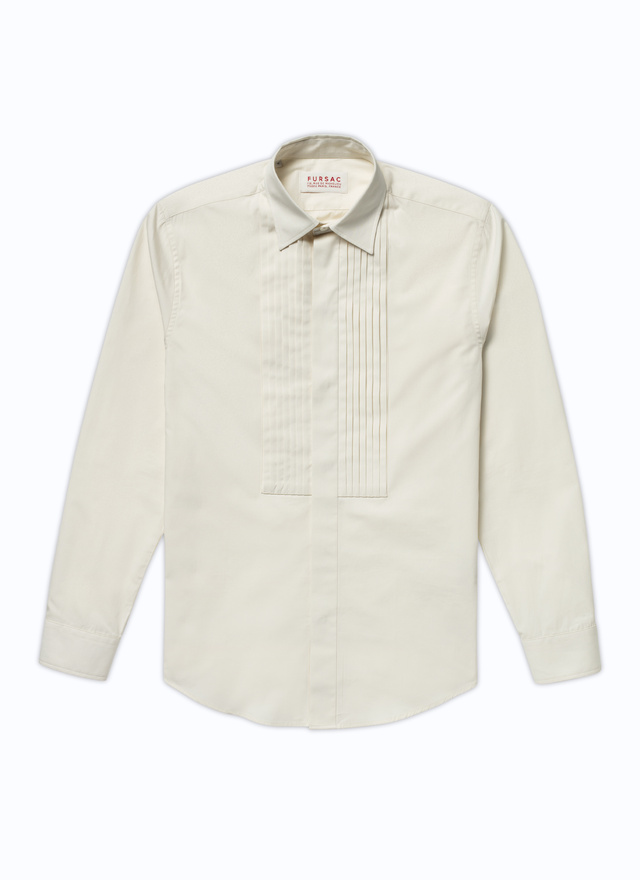 Men's white, ecru cotton shirt Fursac - H3AVAD-AH07-02
