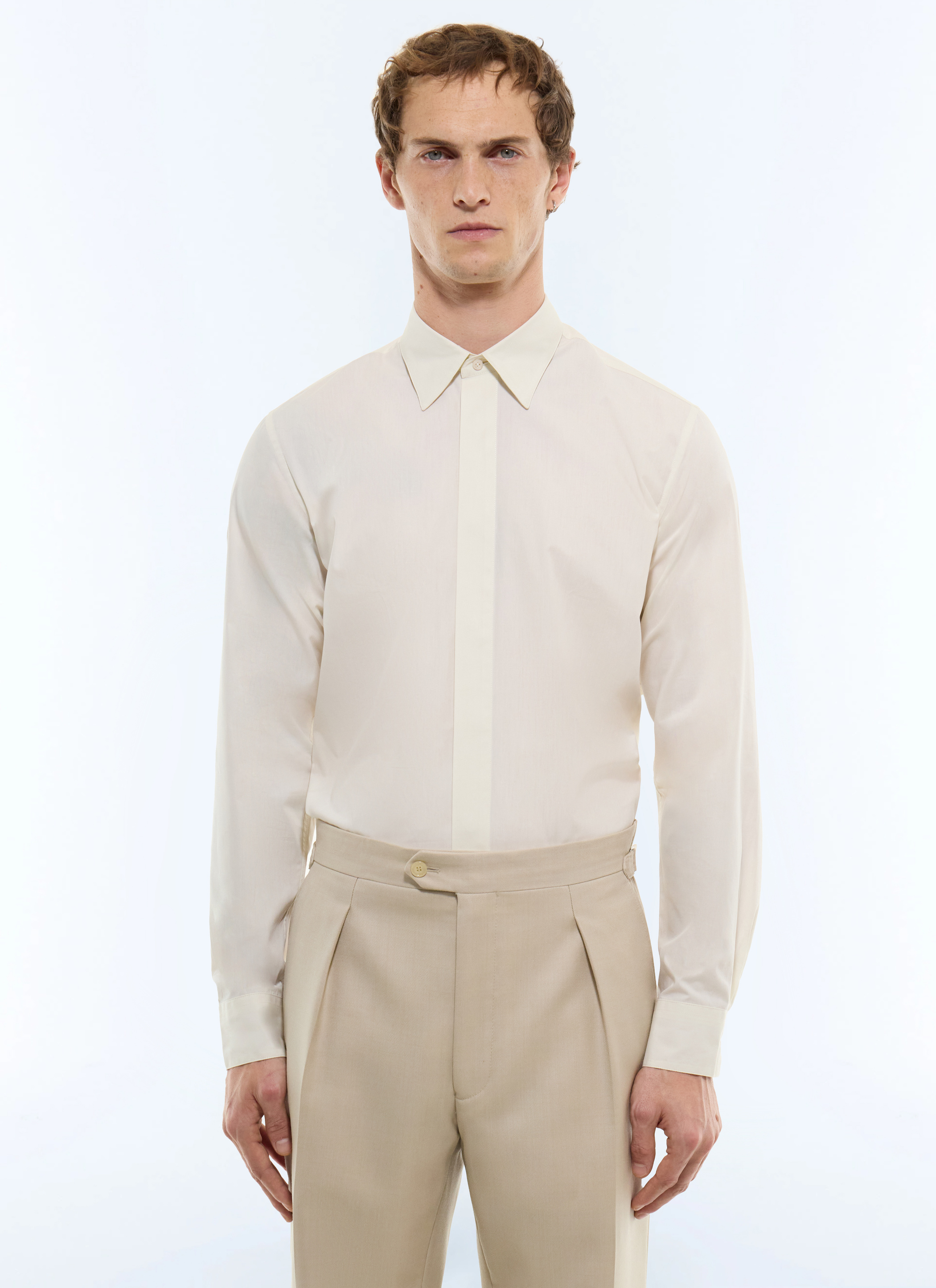 FURSAC - Concealed-placket poplin shirt - Men - Size 39 - White, Ecru - Wedding - Ceremony Collection - Fitted cut
