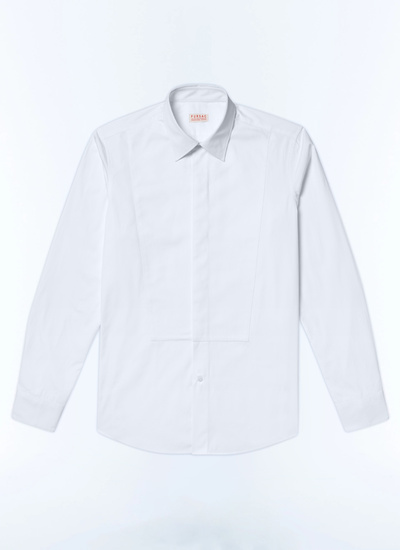 Men's white, ecru cotton poplin shirt Fursac - H3DRON-E020-01