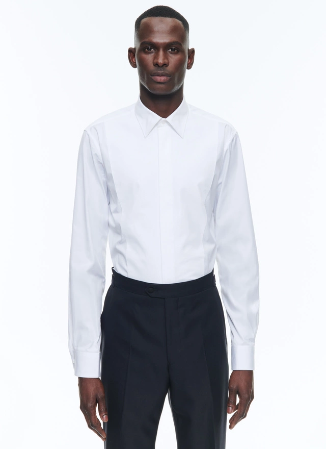 Men's shirt white cotton poplin Fursac - H3DRON-E020-01