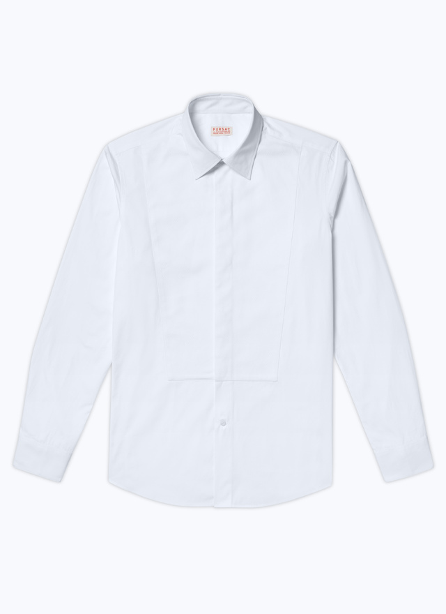 Men's white, ecru cotton poplin shirt Fursac - H3DRON-E020-01
