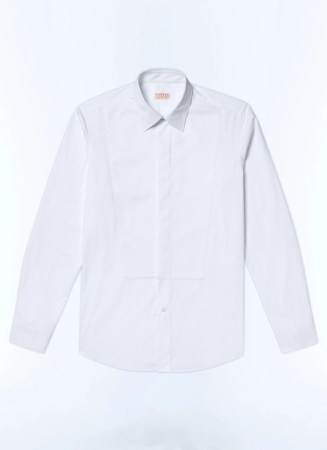 Men's white, ecru cotton poplin shirt Fursac - H3DRON-E020-01