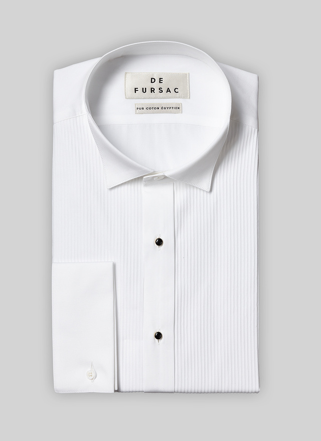 Men's white, ecru egyptian cotton poplin shirt Fursac - H3ORIA-V002-01