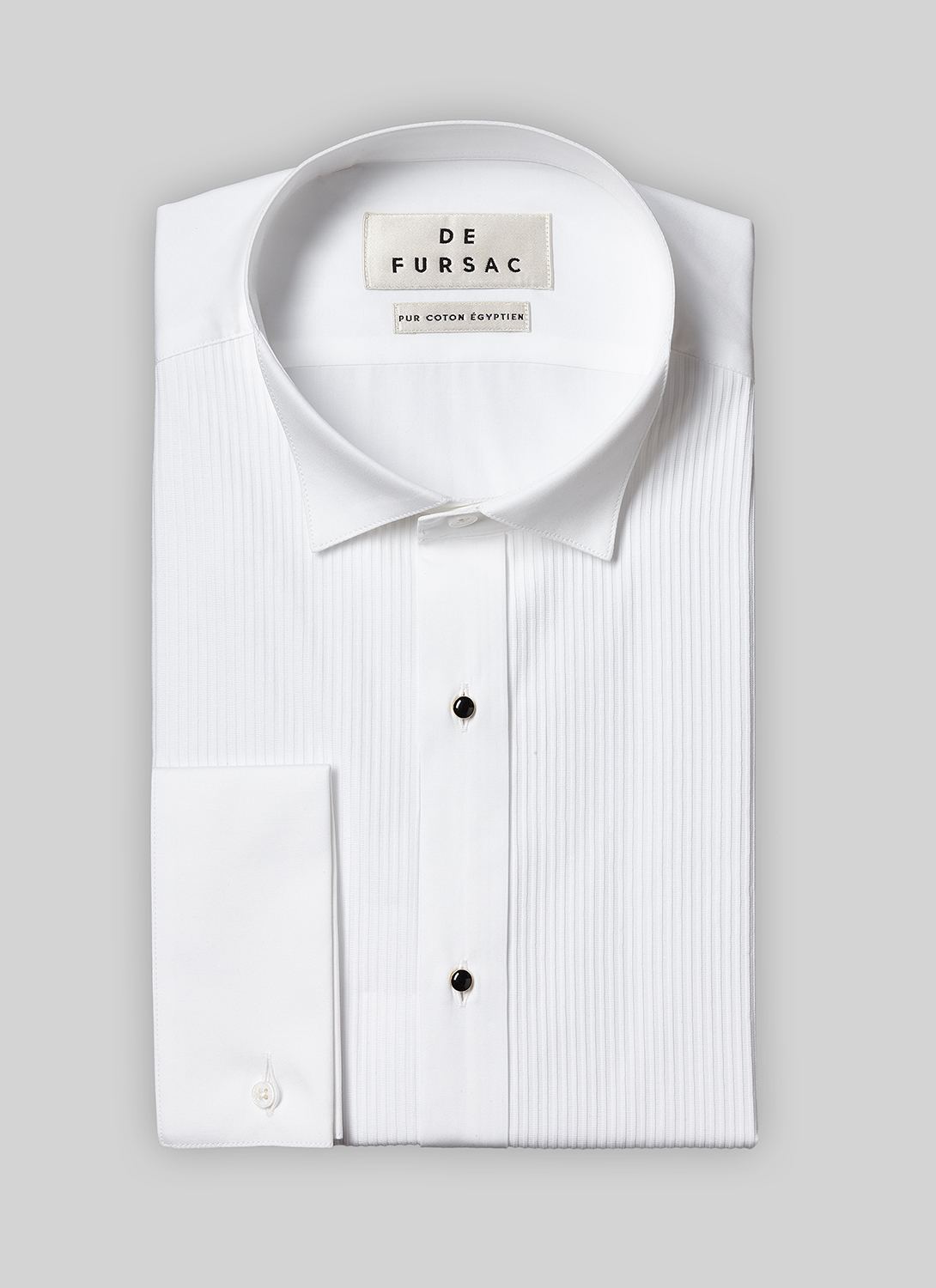 Men's white, ecru egyptian cotton poplin shirt Fursac - H3ORIA-V002-01