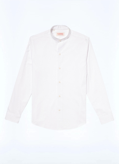 Men's white, ecru cotton poplin shirt Fursac - H3TIKA-E005-01