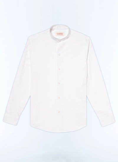 Men's white, ecru cotton poplin shirt Fursac - H3TIKA-E005-01