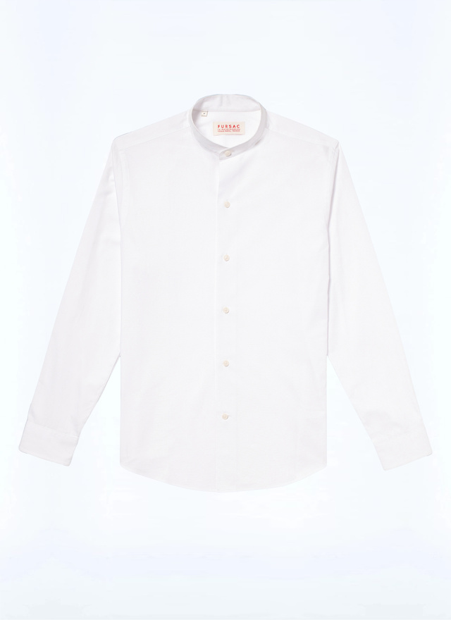 Men's white, ecru cotton poplin shirt Fursac - H3TIKA-E005-01