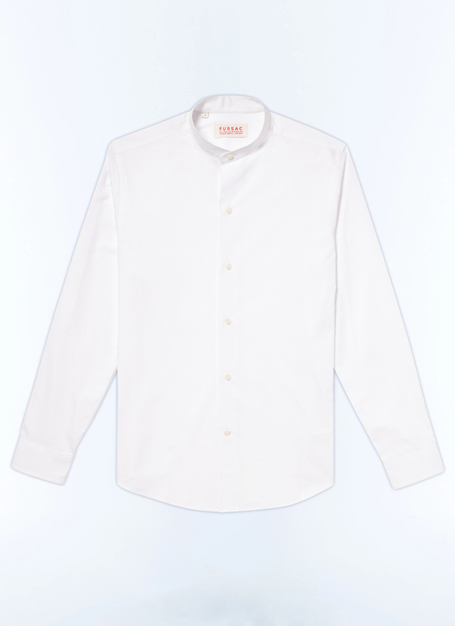 Men's white, ecru cotton poplin shirt Fursac - H3TIKA-E005-01