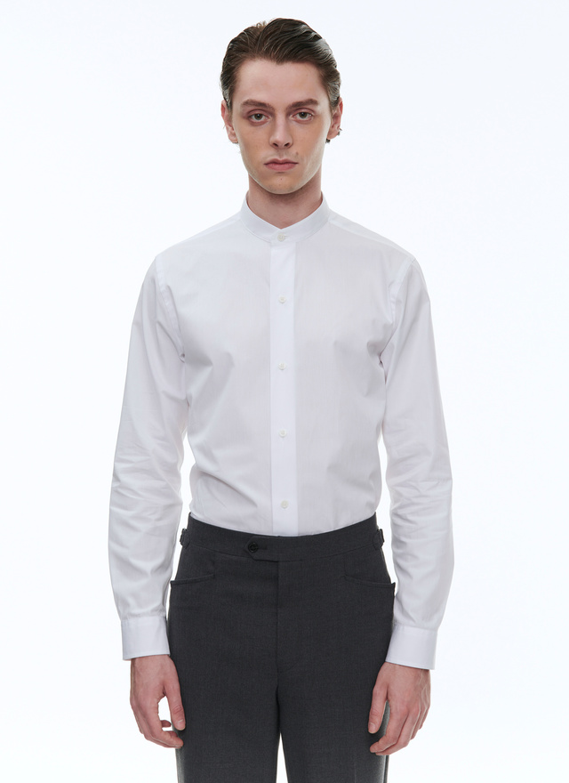 Men's shirt white cotton poplin Fursac - H3TIKA-E005-01