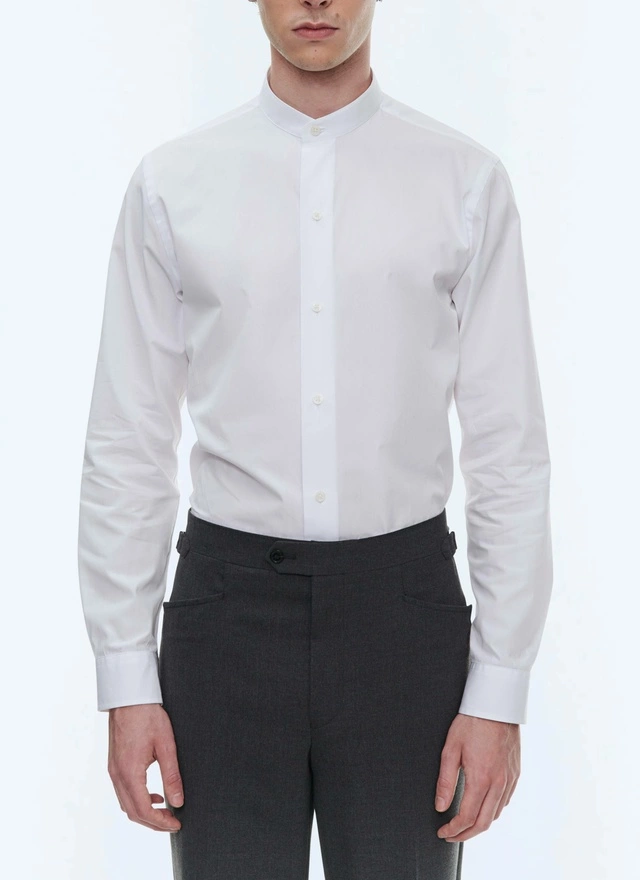 Men's shirt white cotton poplin Fursac - H3TIKA-E005-01