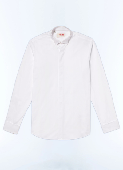 Men's white, ecru cotton poplin shirt Fursac - H3VLUK-T001-01