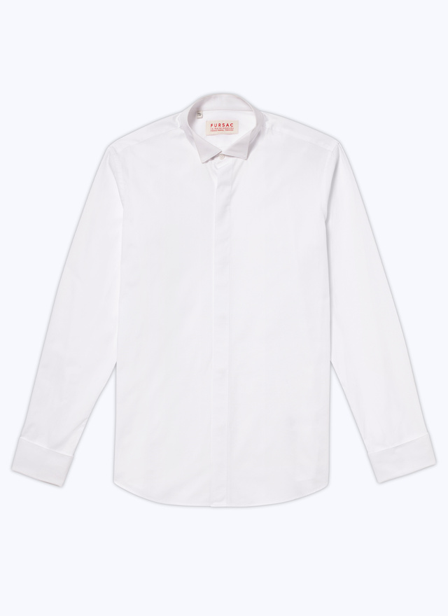 Men's white, ecru egyptian cotton poplin shirt Fursac - H3VLUK-T001-01