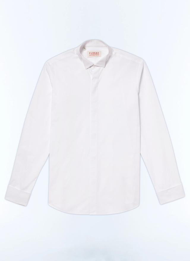 Men's white, ecru cotton poplin shirt Fursac - H3VLUK-T001-01