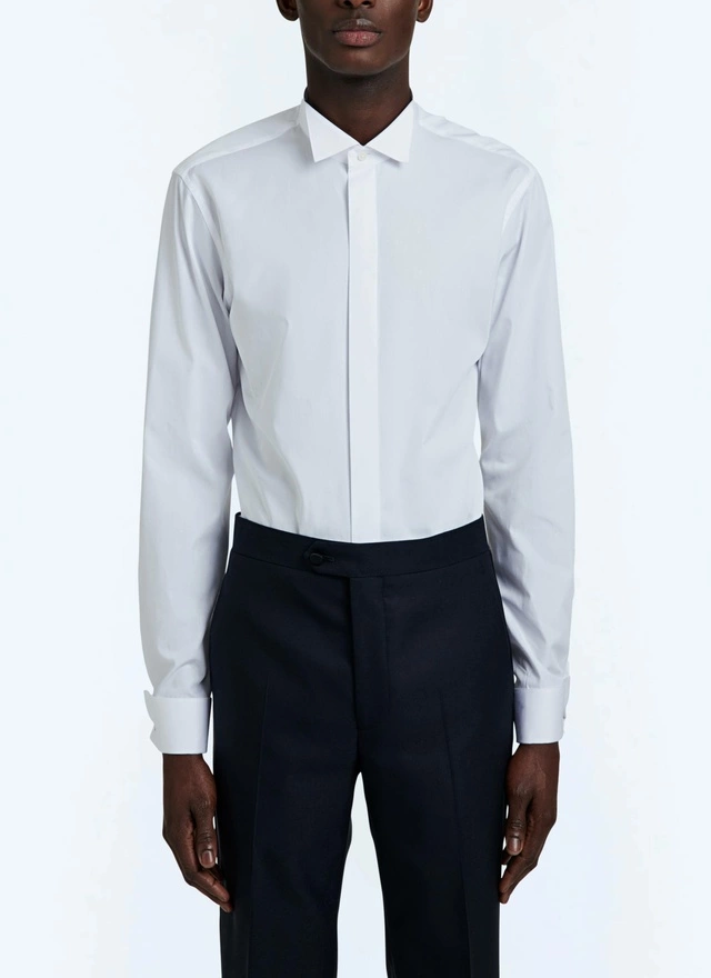 Men's shirt white cotton poplin Fursac - H3VLUK-T001-01