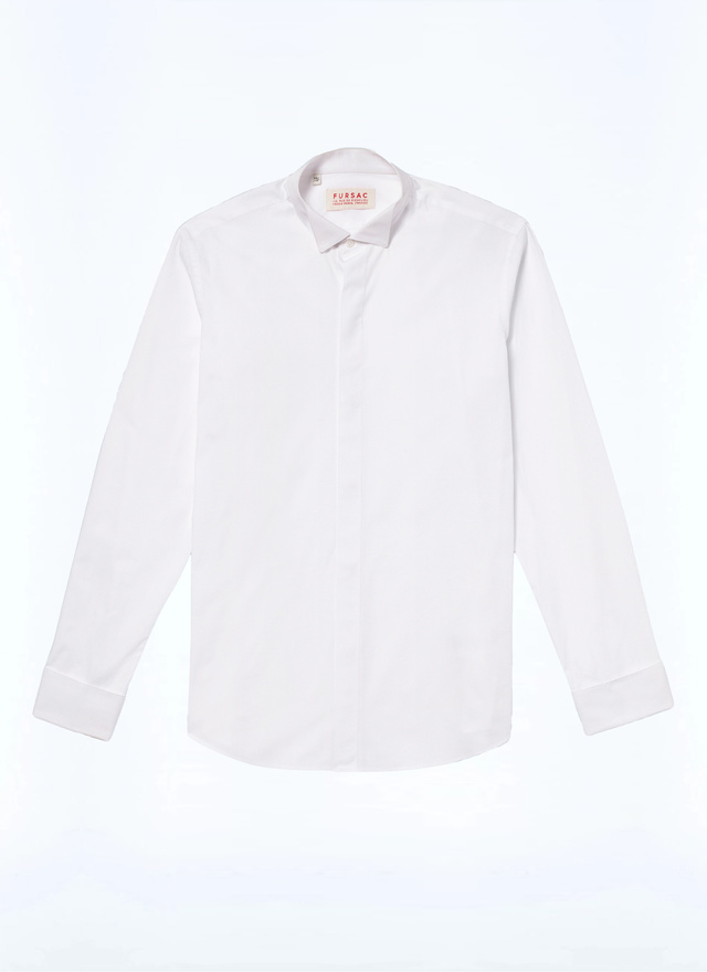 Men's white, ecru cotton poplin shirt Fursac - H3VLUK-T001-01
