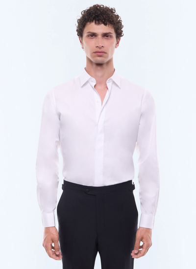 Men's shirt white cotton poplin Fursac - H3VODI-E005-01