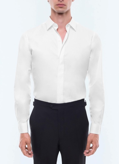Men's shirt white cotton poplin Fursac - H3VODI-E005-01