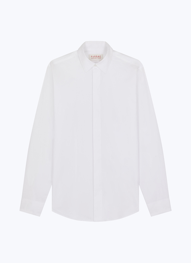 Men's white, ecru cotton poplin shirt Fursac - H3VODI-E005-01